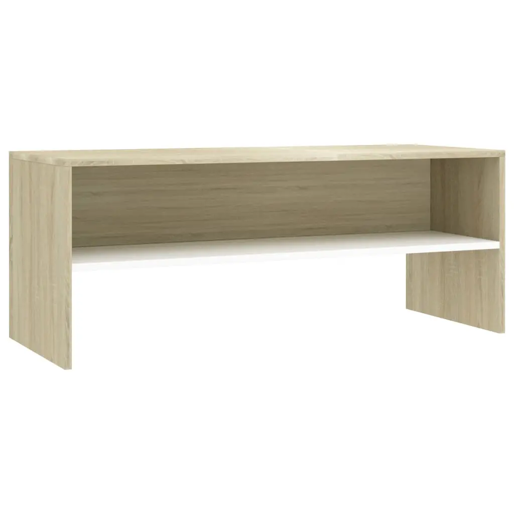 vidaXL TV Cabinet White and Sonoma Oak 100x40x40 cm Chipboard