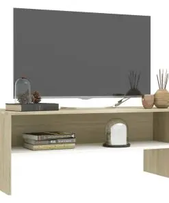 vidaXL TV Cabinet White and Sonoma Oak 100x40x40 cm Chipboard