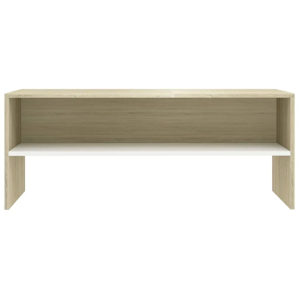vidaXL TV Cabinet White and Sonoma Oak 100x40x40 cm Chipboard
