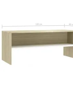 vidaXL TV Cabinet White and Sonoma Oak 100x40x40 cm Chipboard