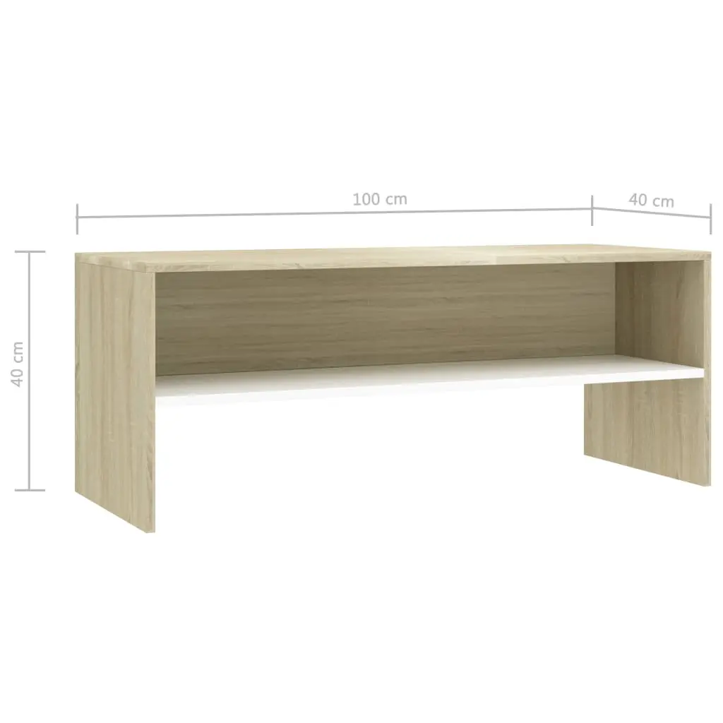 vidaXL TV Cabinet White and Sonoma Oak 100x40x40 cm Chipboard