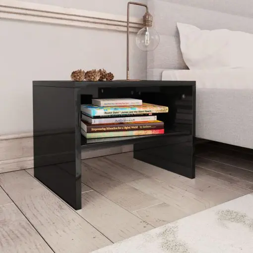 vidaXL Bedside Cabinet High Gloss Black 40x30x30 cm Chipboard