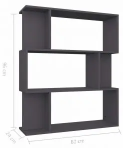 vidaXL Book Cabinet/Room Divider Grey 80x24x96 cm Chipboard
