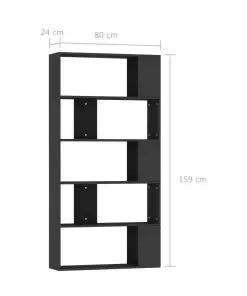 vidaXL Book Cabinet/Room Divider Black 80x24x159 cm Chipboard