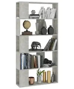 vidaXL Book Cabinet/Room Divider Concrete Grey 80x24x159 cm Chipboard