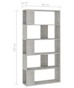 vidaXL Book Cabinet/Room Divider Concrete Grey 80x24x159 cm Chipboard