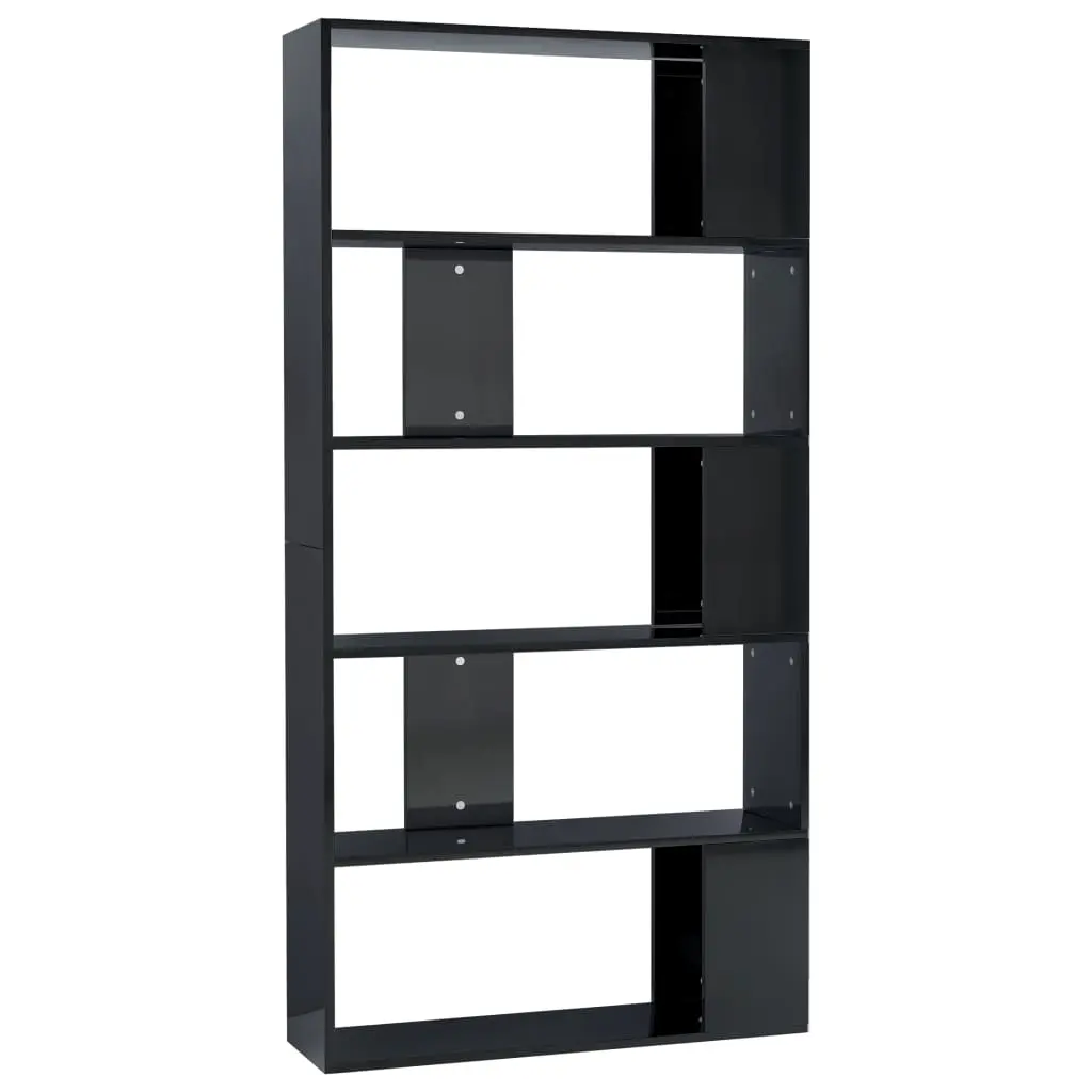 vidaXL Book Cabinet/Room Divider High Gloss Black 80x24x159 cm Chipboard