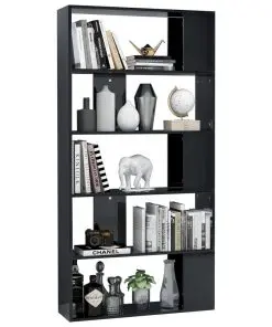 vidaXL Book Cabinet/Room Divider High Gloss Black 80x24x159 cm Chipboard