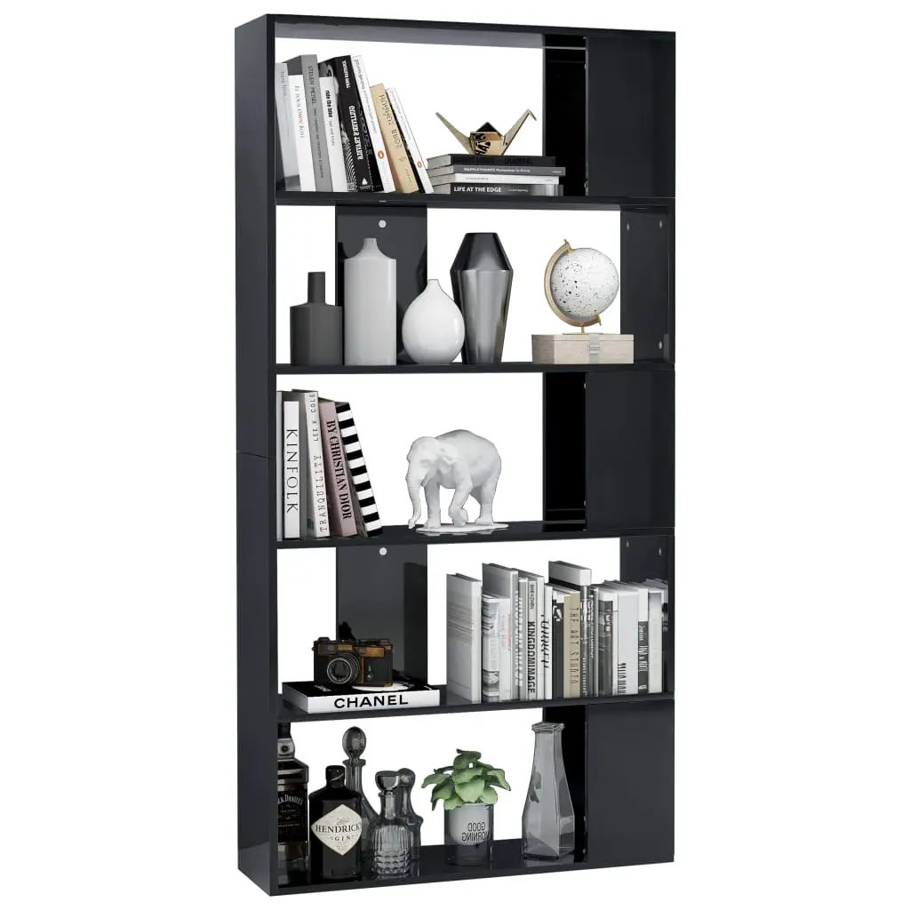 vidaXL Book Cabinet/Room Divider High Gloss Black 80x24x159 cm Chipboard