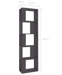 vidaXL Book Cabinet/Room Divider Grey 45x24x159 cm Chipboard