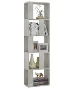 vidaXL Book Cabinet/Room Divider Concrete Grey 45x24x159 cm Chipboard