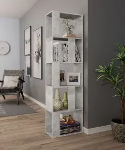 vidaXL Book Cabinet/Room Divider Concrete Grey 45x24x159 cm Chipboard