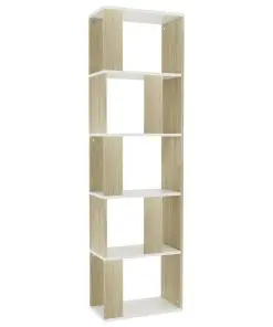 vidaXL Book Cabinet/Room Divider White and Sonoma Oak 45x24x159 cm Chipboard