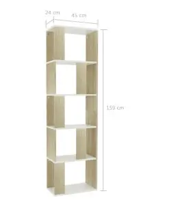 vidaXL Book Cabinet/Room Divider White and Sonoma Oak 45x24x159 cm Chipboard