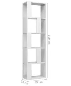 vidaXL Book Cabinet/Room Divider High Gloss White 45x24x159 cm Chipboard