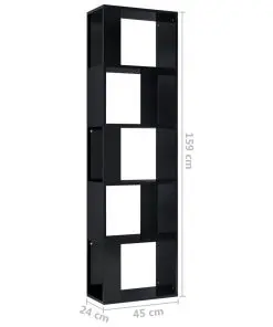 vidaXL Book Cabinet/Room Divider High Gloss Black 45x24x159 cm Chipboard