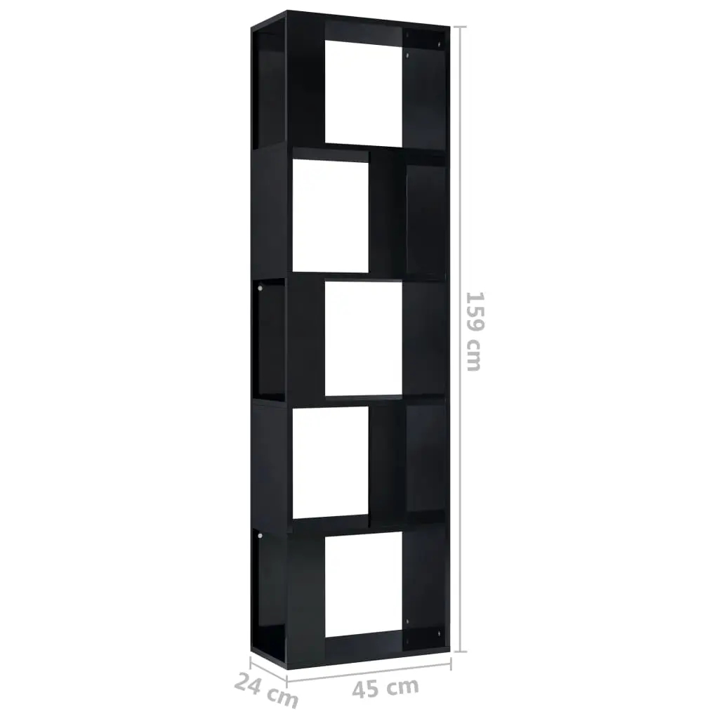 vidaXL Book Cabinet/Room Divider High Gloss Black 45x24x159 cm Chipboard