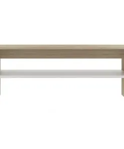 vidaXL Coffee Table White and Sonoma Oak 100x40x40 cm Chipboard