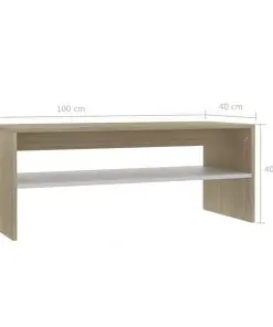 vidaXL Coffee Table White and Sonoma Oak 100x40x40 cm Chipboard