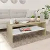 vidaXL Coffee Table White and Sonoma Oak 100x40x40 cm Chipboard