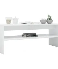 vidaXL Coffee Table High Gloss White 100x40x40 cm Chipboard