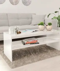 vidaXL Coffee Table High Gloss White 100x40x40 cm Chipboard
