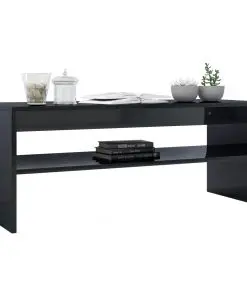 vidaXL Coffee Table High Gloss Black 100x40x40 cm Chipboard