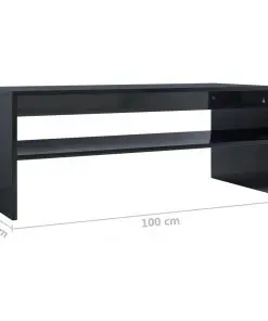 vidaXL Coffee Table High Gloss Black 100x40x40 cm Chipboard