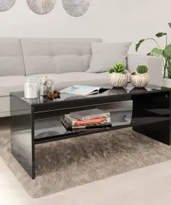 vidaXL Coffee Table High Gloss Black 100x40x40 cm Chipboard
