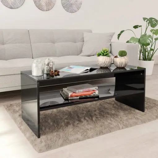 vidaXL Coffee Table High Gloss Black 100x40x40 cm Chipboard