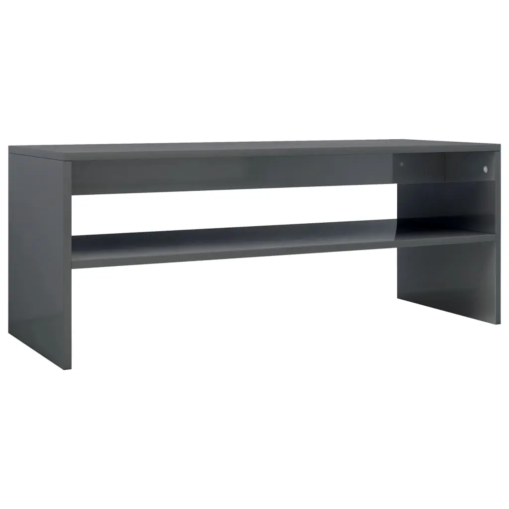 vidaXL Coffee Table High Gloss Grey 100x40x40 cm Chipboard