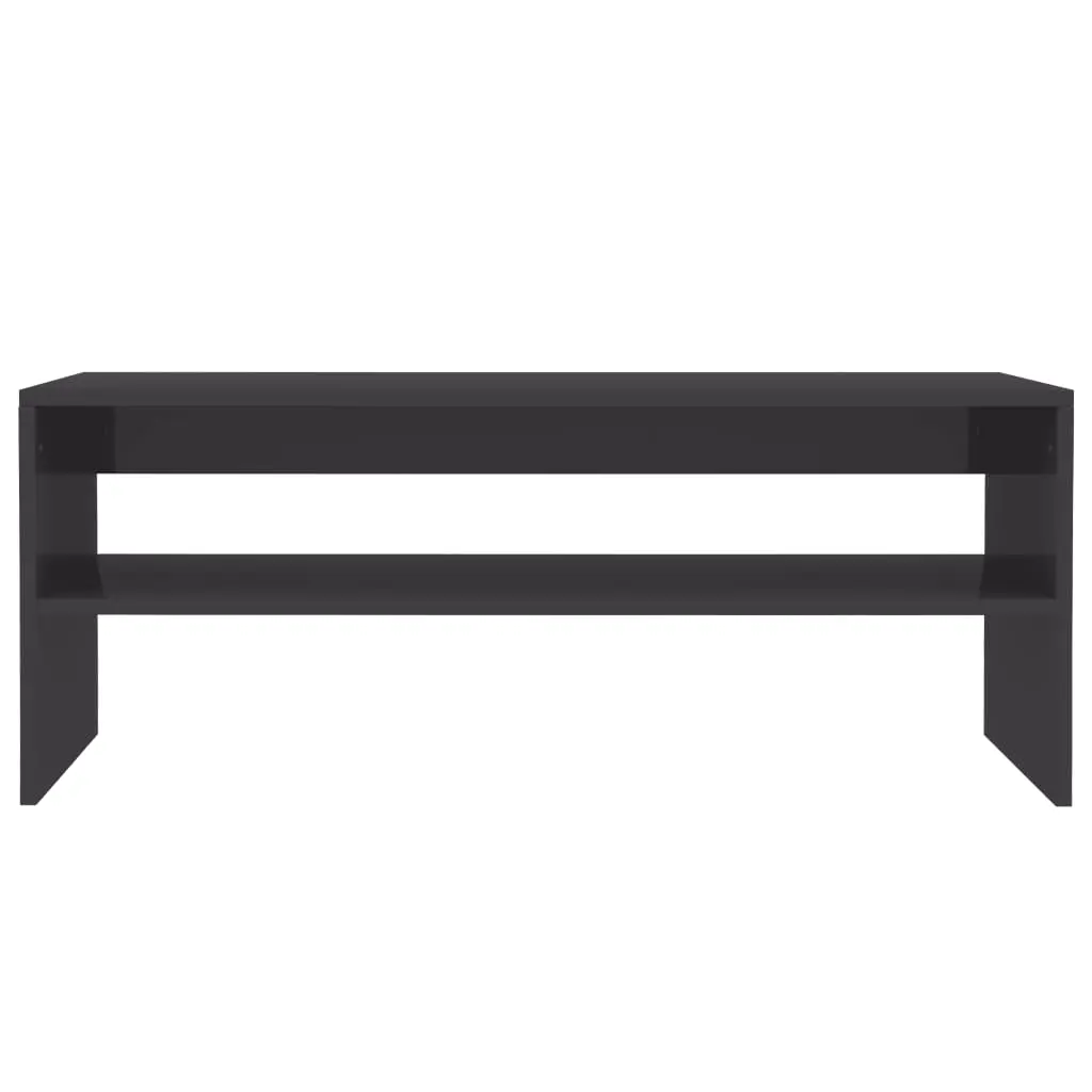 vidaXL Coffee Table High Gloss Grey 100x40x40 cm Chipboard