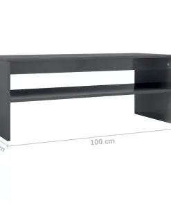 vidaXL Coffee Table High Gloss Grey 100x40x40 cm Chipboard