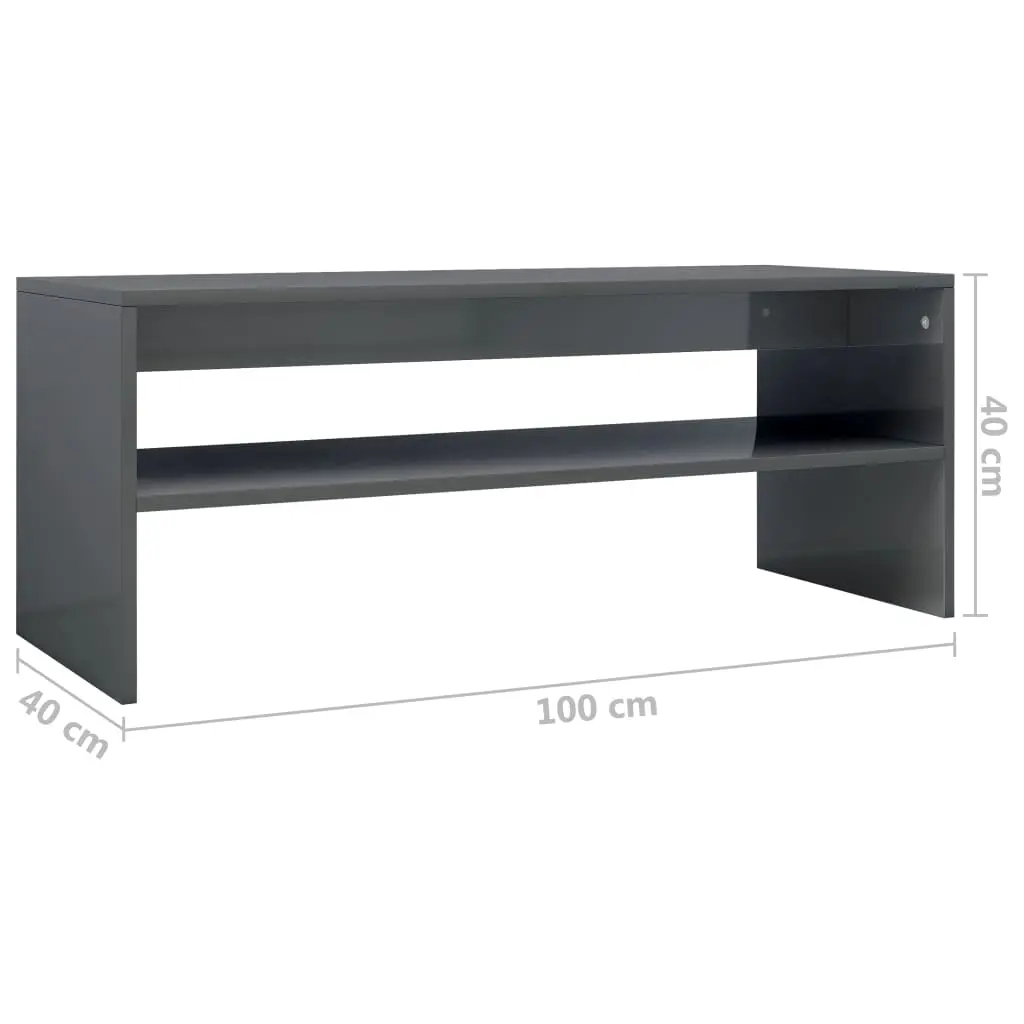 vidaXL Coffee Table High Gloss Grey 100x40x40 cm Chipboard