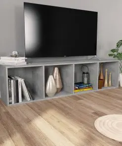vidaXL Book Cabinet/TV Cabinet Concrete Grey 36x30x143 cm Chipboard