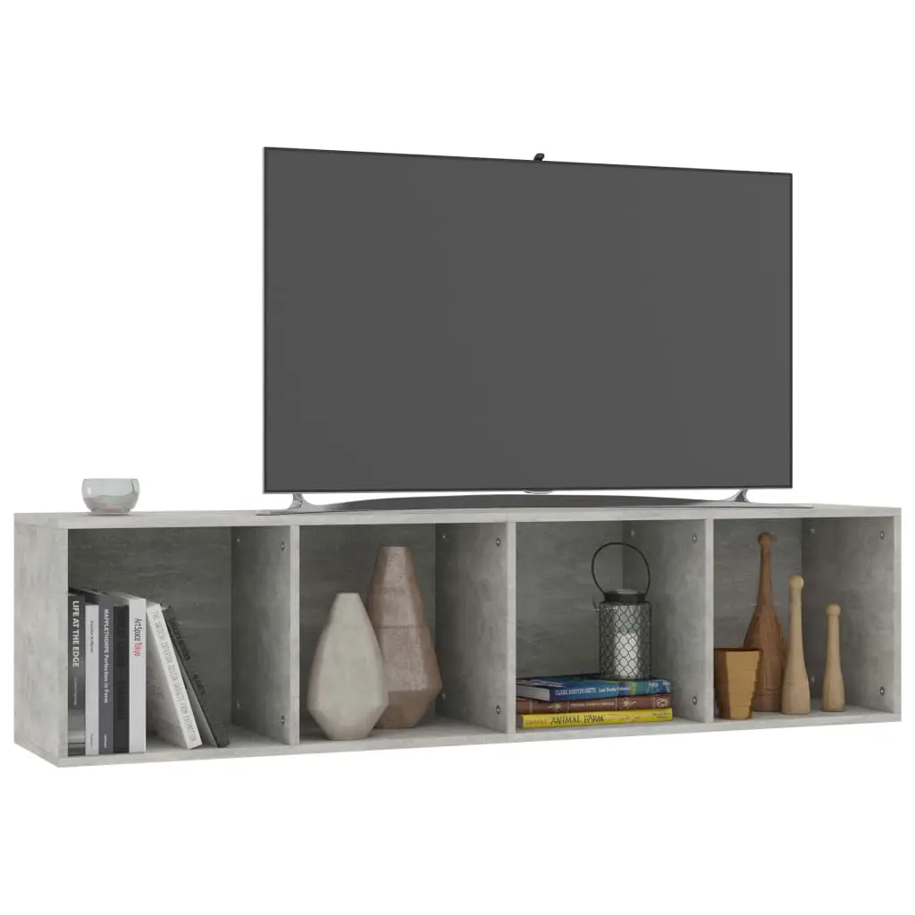 vidaXL Book Cabinet/TV Cabinet Concrete Grey 36x30x143 cm Chipboard