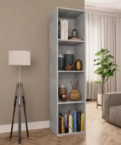 vidaXL Book Cabinet/TV Cabinet Concrete Grey 36x30x143 cm Chipboard