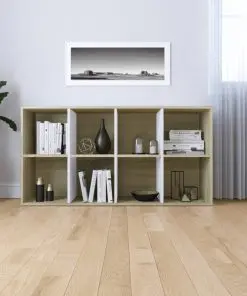 vidaXL Book Cabinet/Sideboard White and Sonoma Oak 66x30x130 cm Chipboard