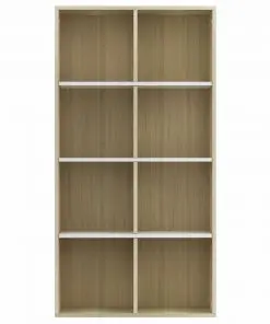 vidaXL Book Cabinet/Sideboard White and Sonoma Oak 66x30x130 cm Chipboard