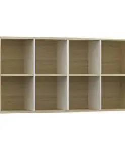 vidaXL Book Cabinet/Sideboard White and Sonoma Oak 66x30x130 cm Chipboard