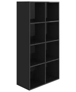 vidaXL Book Cabinet/Sideboard High Gloss Black 66x30x130 cm Chipboard