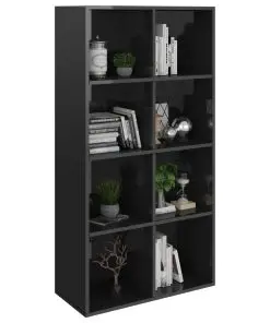 vidaXL Book Cabinet/Sideboard High Gloss Black 66x30x130 cm Chipboard