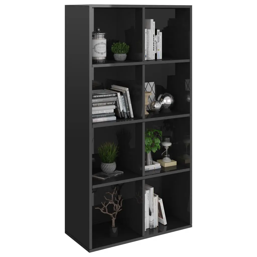 vidaXL Book Cabinet/Sideboard High Gloss Black 66x30x130 cm Chipboard