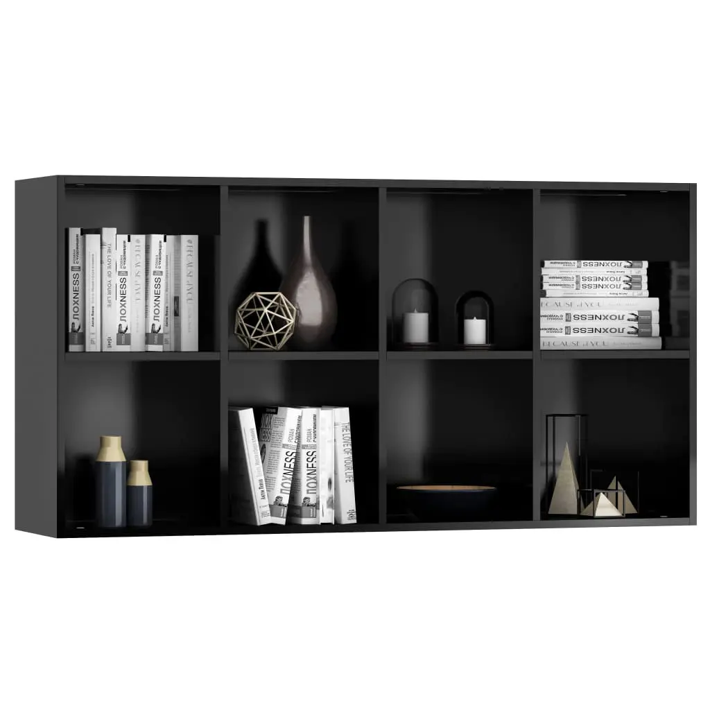 vidaXL Book Cabinet/Sideboard High Gloss Black 66x30x130 cm Chipboard