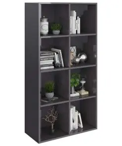vidaXL Book Cabinet/Sideboard High Gloss Grey 66x30x130 cm Chipboard