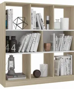 vidaXL Book Cabinet White and Sonoma Oak 97.5×29.5×100 cm Chipboard
