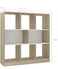 vidaXL Book Cabinet White and Sonoma Oak 97.5×29.5×100 cm Chipboard