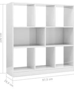 vidaXL Book Cabinet High Gloss White 97.5×29.5×100 cm Chipboard