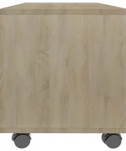 vidaXL TV Cabinet with Castors White and Sonoma Oak 90x35x35 cm Chipboard