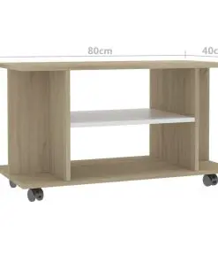 vidaXL TV Cabinet with Castors White and Sonoma Oak 80x40x40 cm Chipboard